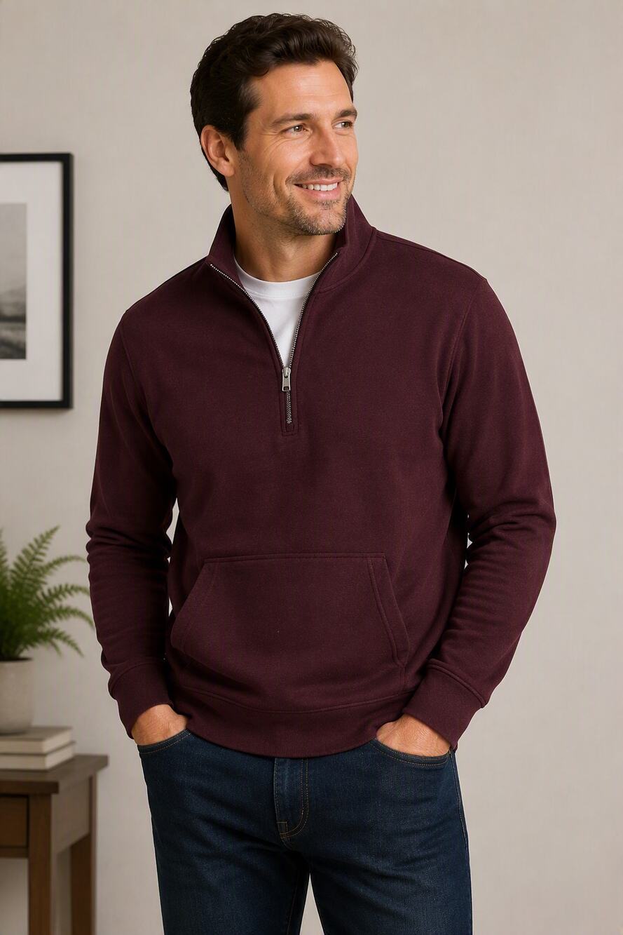 NWOT Express Men's Burgundy Half-Zip Pullover Maroon Sweater Size XL